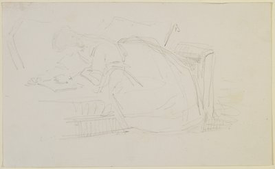 Ein Mädchen, das auf einer Couch liegt und liest, 1858-60 von James Abbott McNeill Whistler